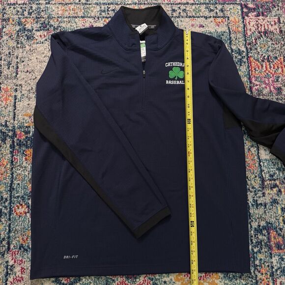 NWT NIKE TEXTURED DRI FIT 1/4 ZIP Waffle Pullover Navy Blue Cathedral Irish XL - Picture 6 of 9